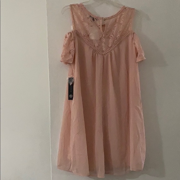 Short Blush Cold Shoulder Dress - Picture 2 of 2